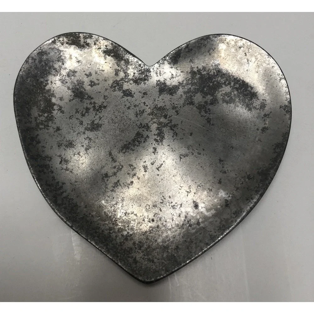 Pottery‎ Barn Trinket Dish Pewter Heart Shaped Tray